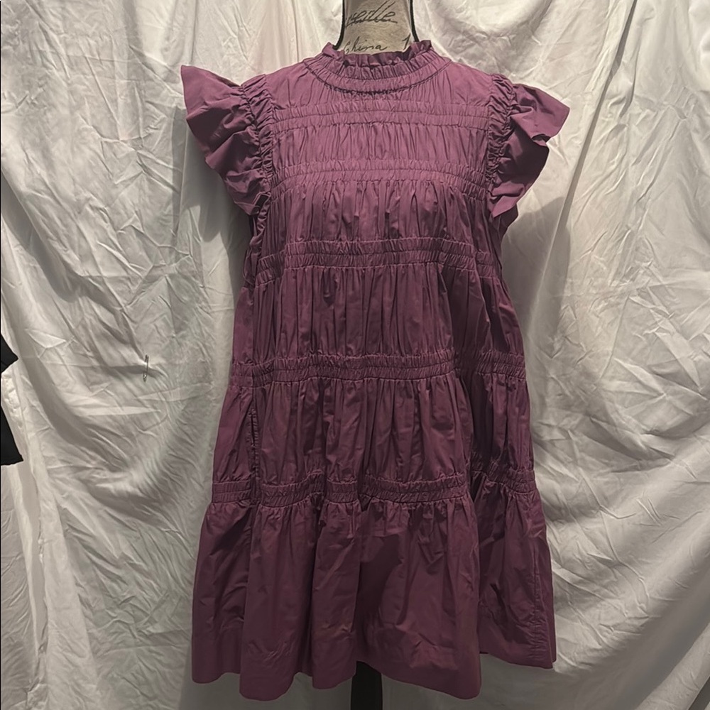 Sea New York Mauve/Purple Smocked Midi Dress